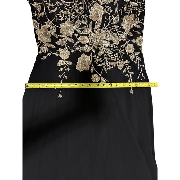 Betsy & Adam Black and Gold Embroidered Gown - Picture 6 of 8